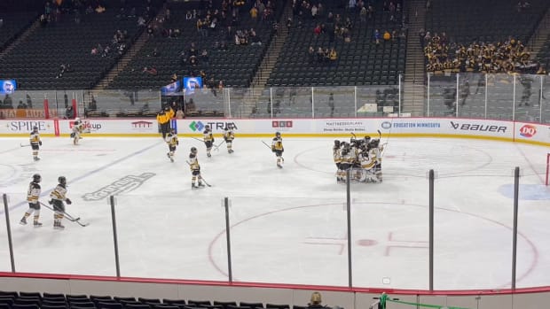 Warroad celebrates reaching the Class 1A state final